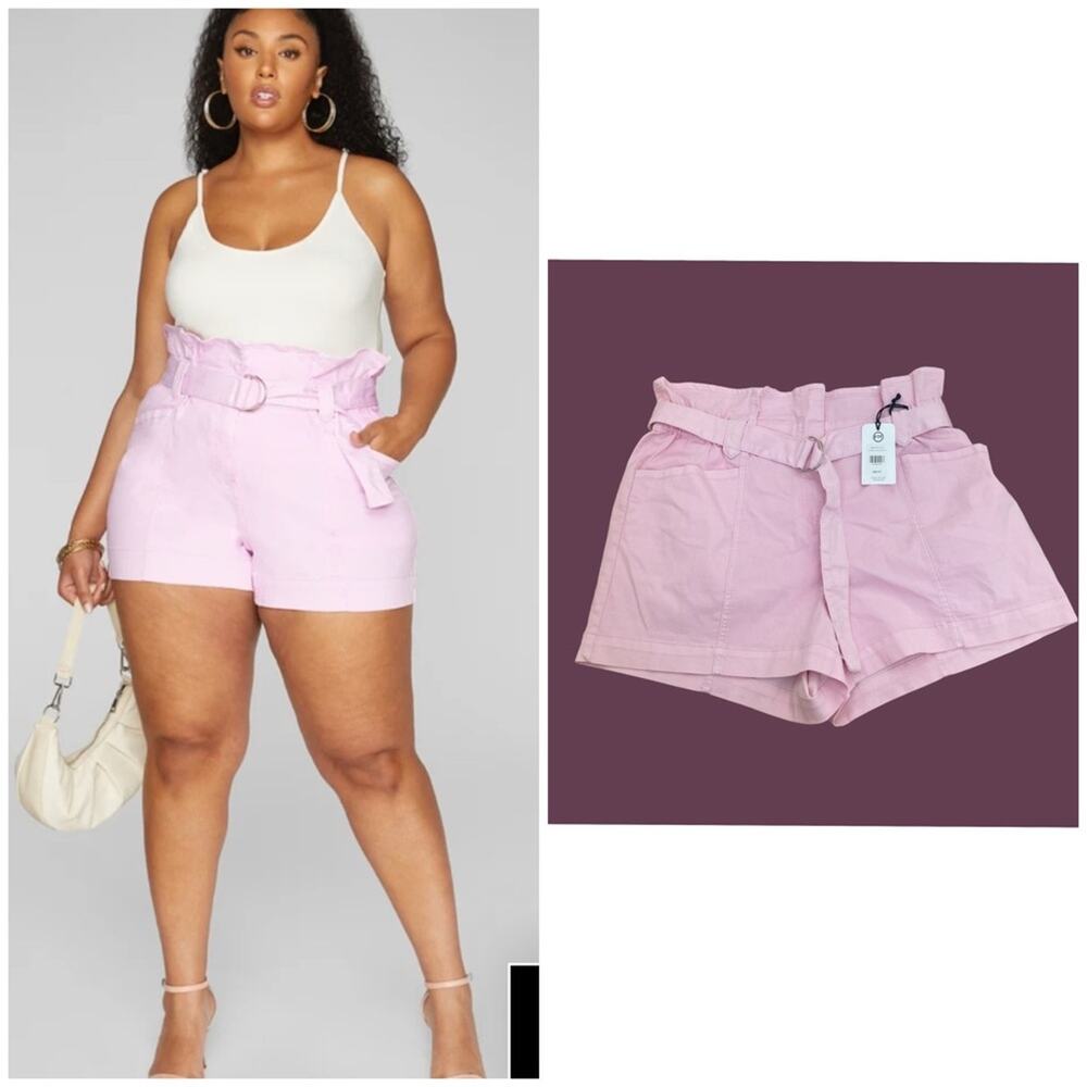 NEW Fashion to Figure Andie High Rise Paperbag Waist Twill Shorts
